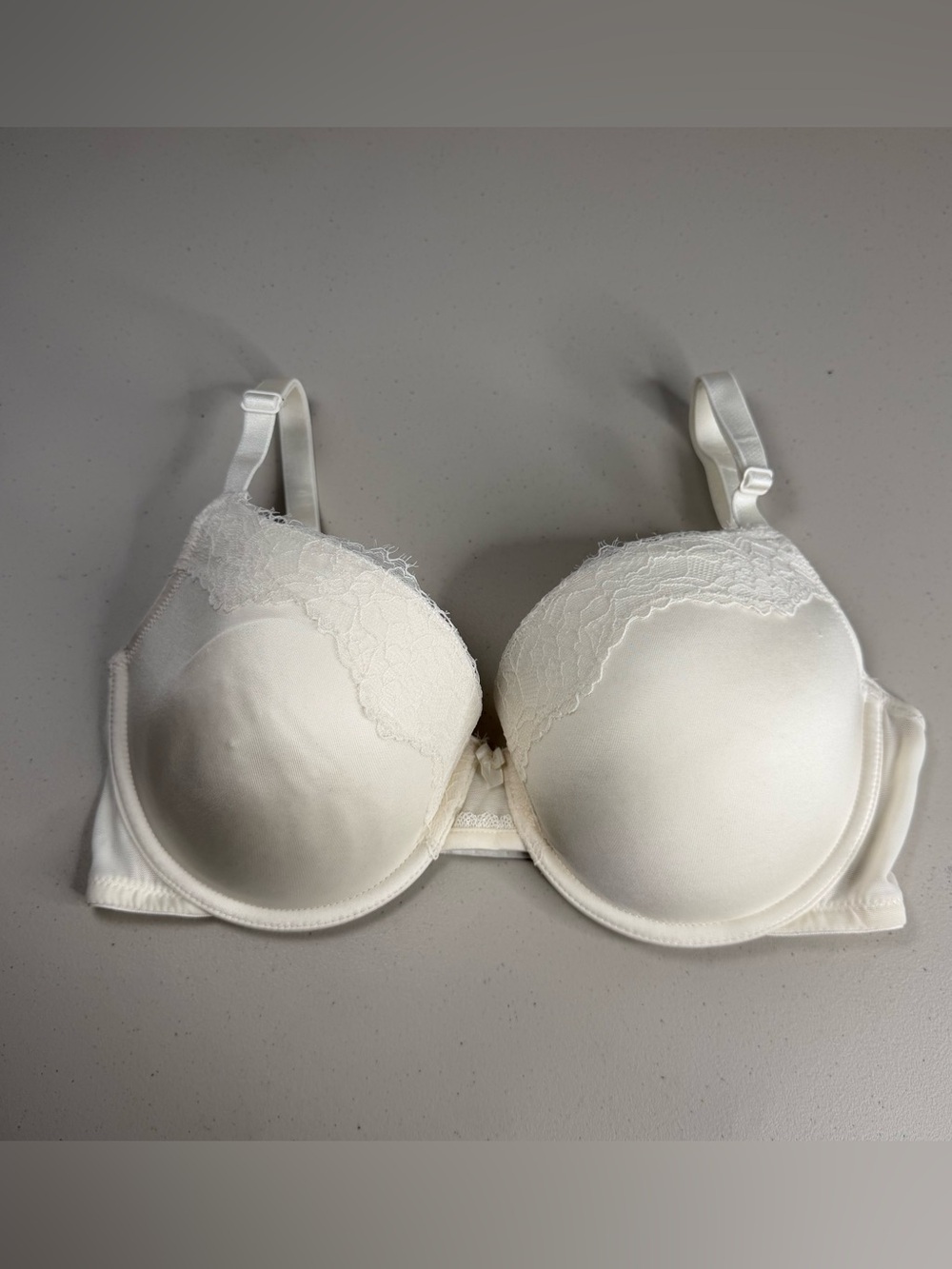 Auden Women's Lace Push up Demi Coverage Underwire Bra Ivory Size 34DD